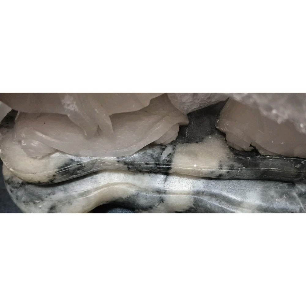 Vintage Soapstone / Alabaster Carved Elder Figures – Set of‎ 3 on Marble Base - Picture 6 of 6